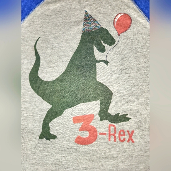 Baseball style tee, 3-Rex, Youth XS - Picture 3 of 4